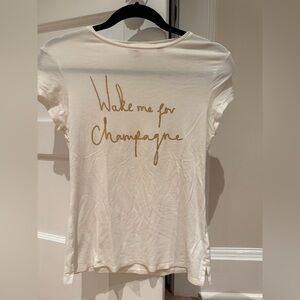 Ted Baker Cream Tee with Gold ‘Wake me for champagne’ script